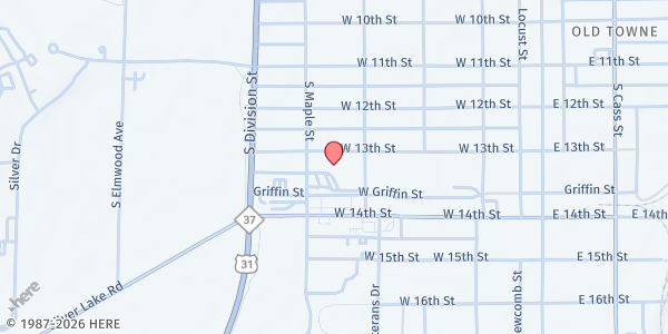 Map showing Trinity Lutheran Food Pantry and Meal Program at 1003 S Maple Street, Traverse City, MI