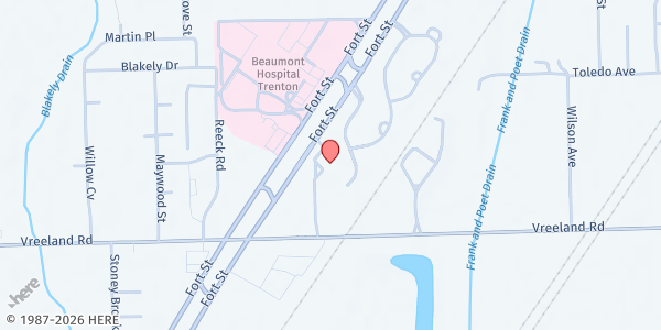 Map showing Southpoint Community Christian Church at 5699 Fort Street, Trenton, MI
