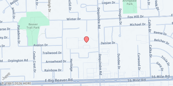 Map showing Faith Lutheran Church at 37635 Dequindre Rd, Troy, MI