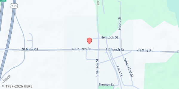 Map showing Covenant Presbyterian Church at 108 W Church St, Tustin, MI