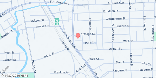 Map showing Lighthouse OC – Pontiac Woodward at 46156 Woodward Avenue, Unity Park Neighborhood, MI