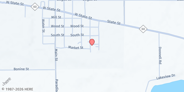 Map showing Vandalia Church of God Food Pantry at 60825 Walnut Street, Vandalia, MI