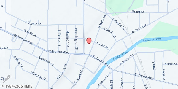 Map showing Vassar First United Methodist at 139 N. Main St, Vassar, MI