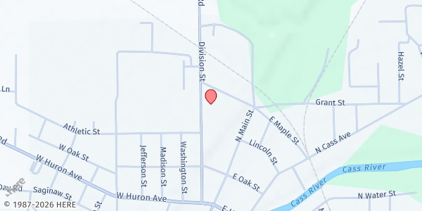 Map showing Vassar Food Pantry at 165 W Maple St, Vassar, MI