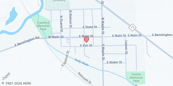 Map showing Vernon United Methodist Church at 202 E Main St, Vernon, MI