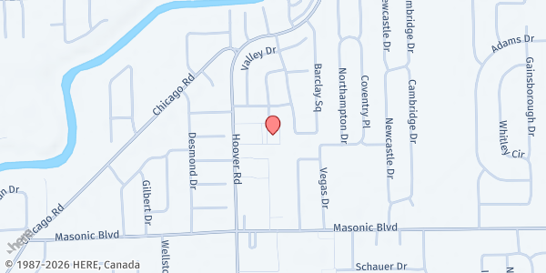 Map showing Hope Lutheran Church at 32400 Hoover Road, Warren, MI