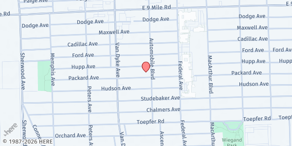 Map showing Mt. Calvary at 8129 Packard Avenue, Warren, MI