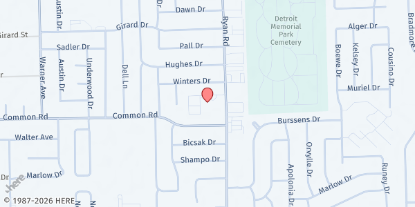 Map showing New Hope Outreach Ministries Food Pantry at 30003 Ryan Road, Warren, MI