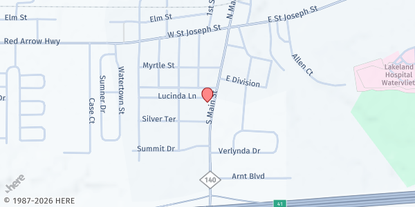 Map showing St. Joseph Catholic - Watervliet at 157 Lucinda Lane, Watervliet, MI