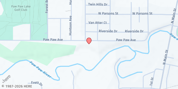 Map showing Watervliet Free Methodist Church- Living Water Food Pantry at 7734 Paw Paw Avenue, Watervliet, MI