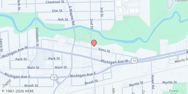 Map showing St. Mary's Community Outreach at 34646 Sims Street, Wayne, MI