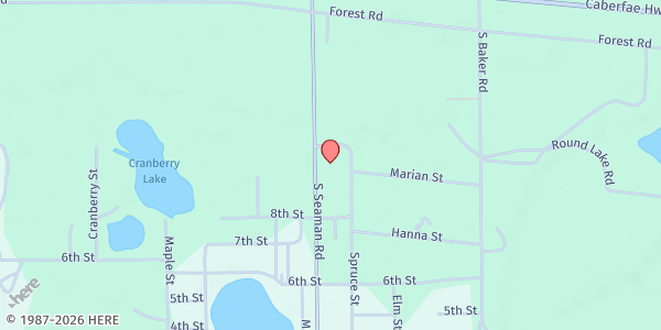 Map showing Manistee County Library - Wellston Branch at 1273 Seaman Rd, Wellston, MI
