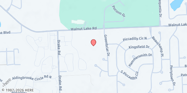 Map showing Temple Israel West Bloomfield at 5725 Walnut Lake Road, West Bloomfield Township, MI