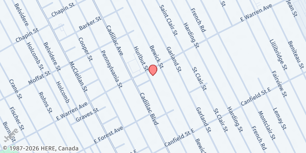 Map showing Word Encounter Church at 4900 Hurlbut Street, West End, MI