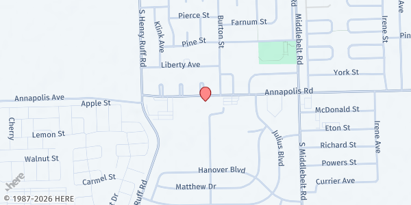 Map showing St James United Methodist Church at 30055 Annapolis Avenue, Westland, MI