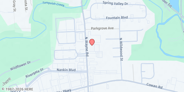 Map showing St. Mary, Cause of our Joy Church at 8200 North Wayne Road, Westland, MI