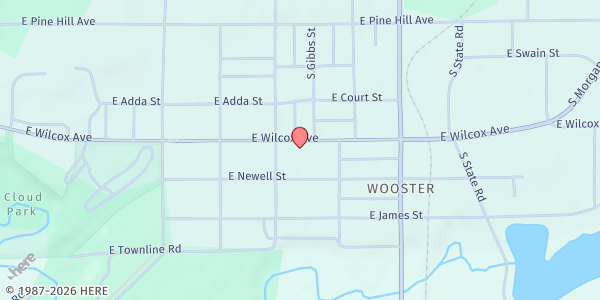 Map showing White Cloud Community Library at 1038 East Wilcox Avenue, White Cloud, MI