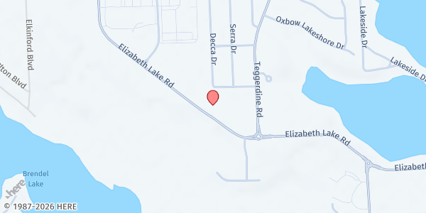 Map showing Oxbow Lake Baptist Church at 10730 Elizabeth Lake Road, White Lake, MI