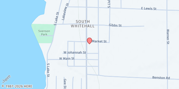 Map showing Lebanon Lutheran Church-White Lake Area - Food Pantry at 1101 S Mears Avenue, Whitehall, MI