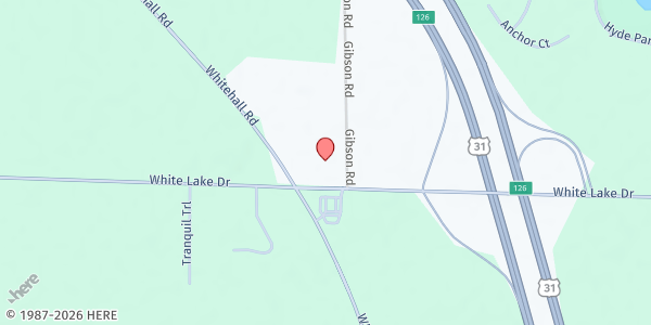 Map showing New Beginnings Church at 1830 W White Lake Dr, Whitehall, MI