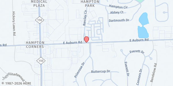 Map showing Aasraa Food Pantry at 271 East Auburn Road, Wildflower, MI