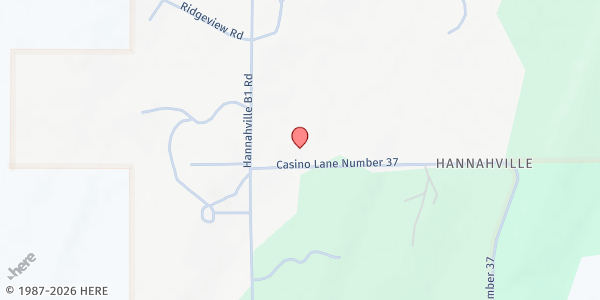 Map showing Hannahville Community Center at W484 Casino Lane, Wilson, MI