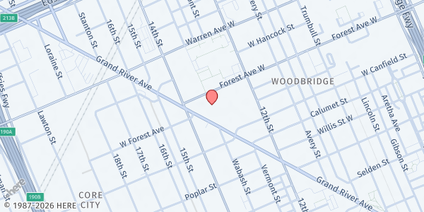 Map showing Michigan Veterans Foundation - Woodbridge at 4626 Grand River Avenue, Woodbridge, MI