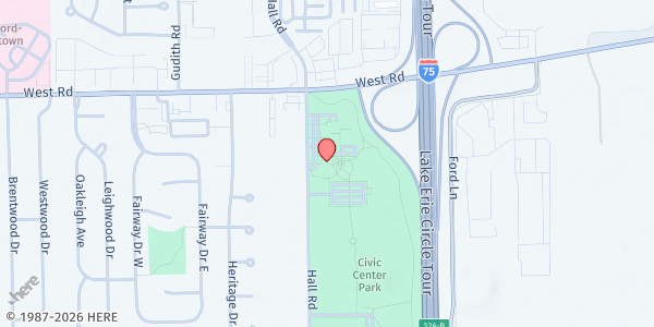 Map showing City of Woodhaven Gleaners Mobile Pantry at 23101 Hall Road, Woodhaven, MI