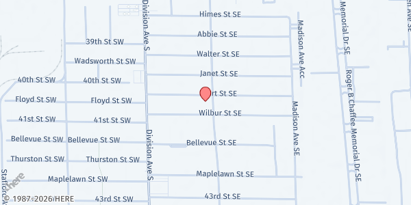 Map showing Community CRC at 150 Burt St. SE, Wyoming, MI
