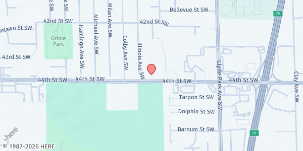Map showing Family Network Food Pantry at 1029 44th Street SW, Wyoming, MI