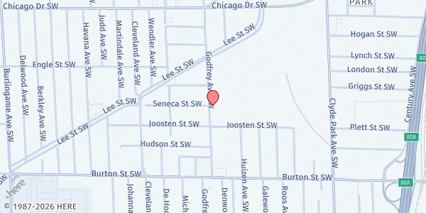 Map showing Godfrey-Lee Early Childhood Center at 1824 Godfrey Street SW, Wyoming, MI