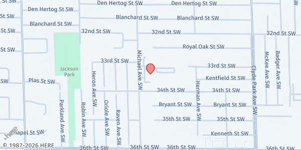 Map showing Kent District Library - Wyoming Township Branch at 3350 Michael Avenue SW, Wyoming, MI