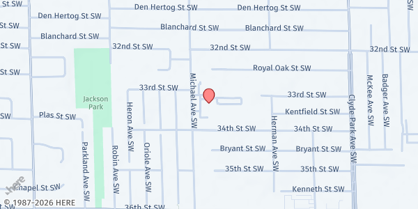 Map showing Kent District Library - Wyoming Township Branch at 3350 Michael Avenue SW, Wyoming, MI