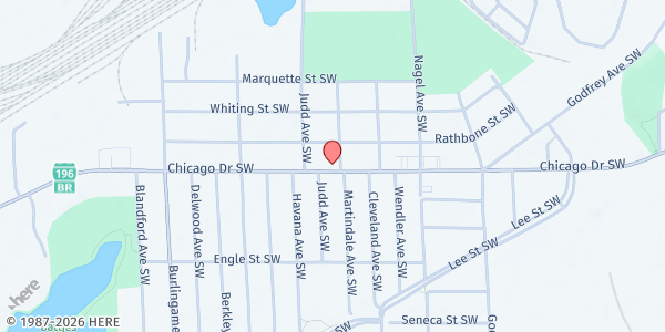 Map showing UCOM Food Pantry at 1311 Chicago Drive SW, Wyoming, MI