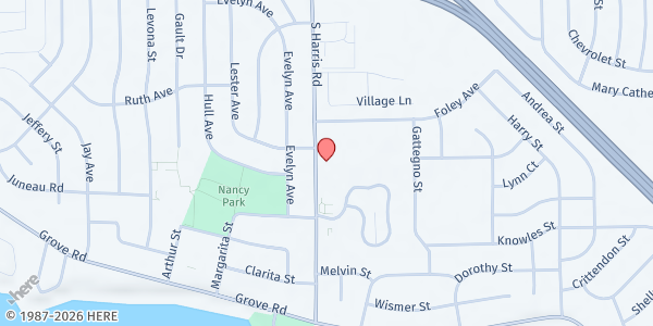 Map showing The Community Family Life Center at 1375 S Harris Rd, Ypsilanti, MI