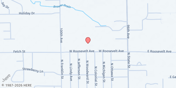 Map showing Roosevelt Elementary School at 175 W. Roosevelt Ave., Zeeland, MI