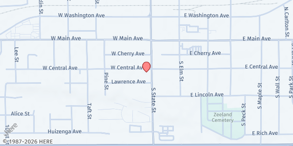 Map showing Third Christian Reformed Church at 10 West Central Avenue, Zeeland, MI