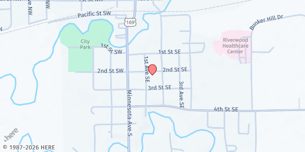 Map showing Community Food Shelf @ First Lutheran at 107 2nd Street SE, Aitkin, MN