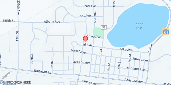 Map showing Albany Food Shelf at 721 Lake Ave, Albany, MN
