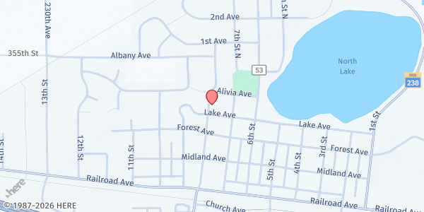 Map showing Albany Food Shelf at 741 Lake Ave, Albany, MN