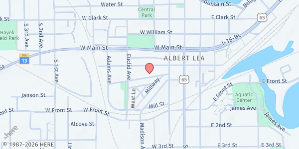 Map showing The Salvation Army Albert Lea at 302 Court Street, Albert Lea, MN