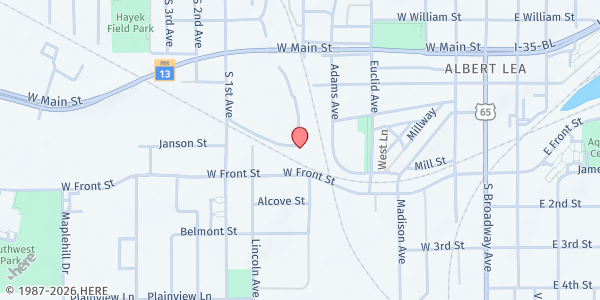 Map showing Welcome Pantry at 411 South 1st Avenue suite a, Albert Lea, MN