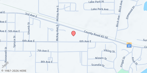 Map showing New Life Christian Church at 1910 County Rd 82 SE, Alexandria, MN