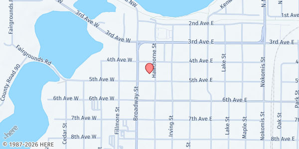 Map showing Senior Center – Meals on Wheels at 414 Hawthorne St, Alexandria, MN