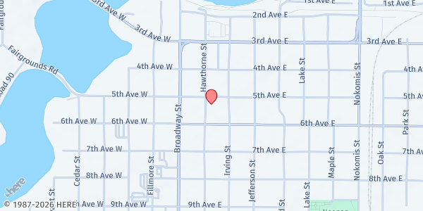 Map showing United Way of Douglas & Pope Counties at 503 Hawthorne St, Alexandria, MN