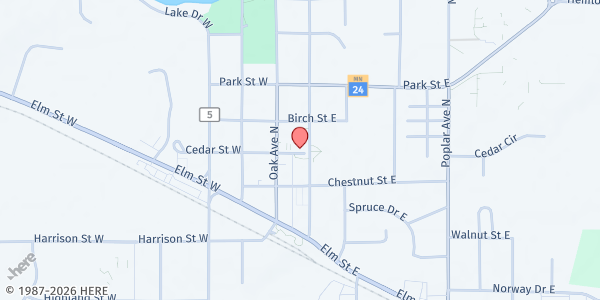 Map showing Annandale Meals on Wheels and Congregate Dining at 30 Cedar Street E, Annandale, MN