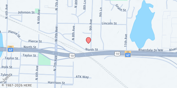 Map showing ACBC Food Shelf at 2615 9th Ave North, Anoka, MN