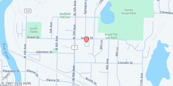 Map showing Anoka Covenant Church at 752 Grant Street, Anoka, MN