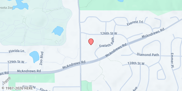Map showing 360 Communities Apple Valley Food Shelf at 12650 Johnny Cake Ridge Road, Apple Valley, MN