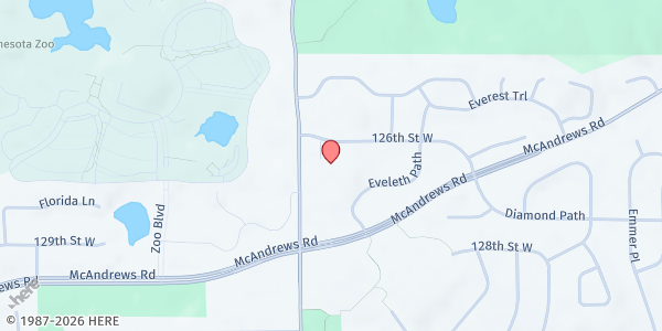 Map showing 360 Communities Apple Valley Food Shelf - Shepherd of the Valley Lutheran Church at 12650 Johnny Cake Ridge Rd, Apple Valley, MN